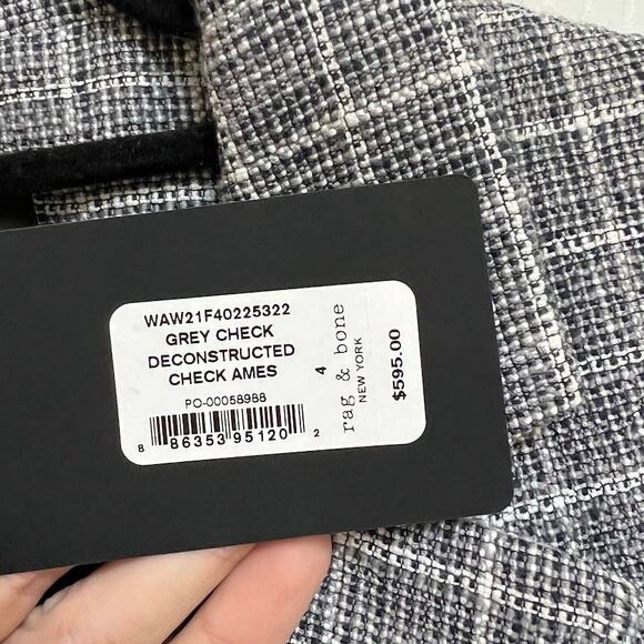 Rag & Bone Ames Deconstructed Check Cotton Relaxed Fit Blazer - Picture 8 of 16